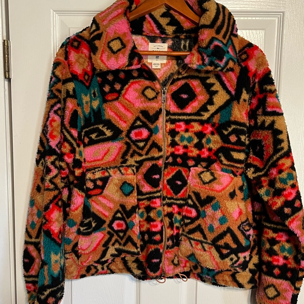 Billabong Pink and Black Fleece Jacket